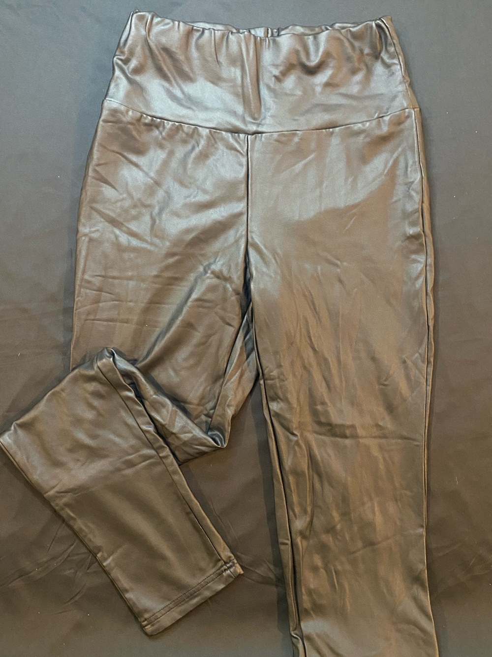 Black Faux Leather High-Waist Leggings